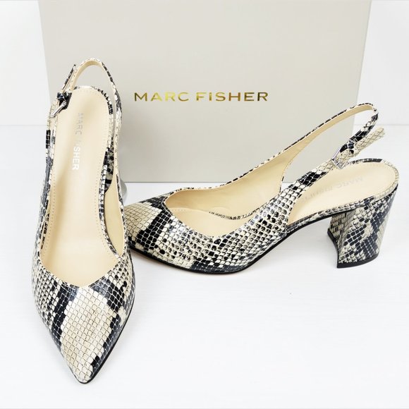 NWT Marc Fisher Block Heel Slingback Snake Heels - Picture 6 of 6